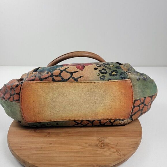 Anna Anuschka Butterfly Painted Leather Shoulder Tote Bag Satchel Purse Handbag - Picture 8 of 16